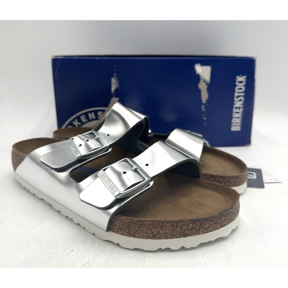 Birkenstock ARIZONA BS Women's NEW Sandal Silver EU Size 40 Regular - Picture 1 of 11